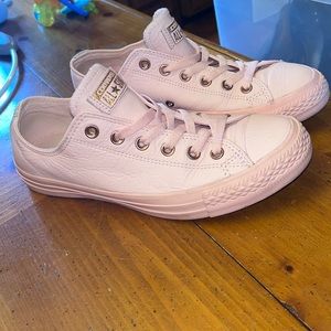 Blush pink leather Converse
